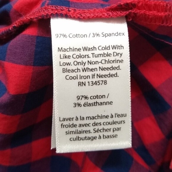 Vineyard Vines Womens Size 10 Red Blue Checked Long Sleeve Button Down Shirt - Picture 6 of 6